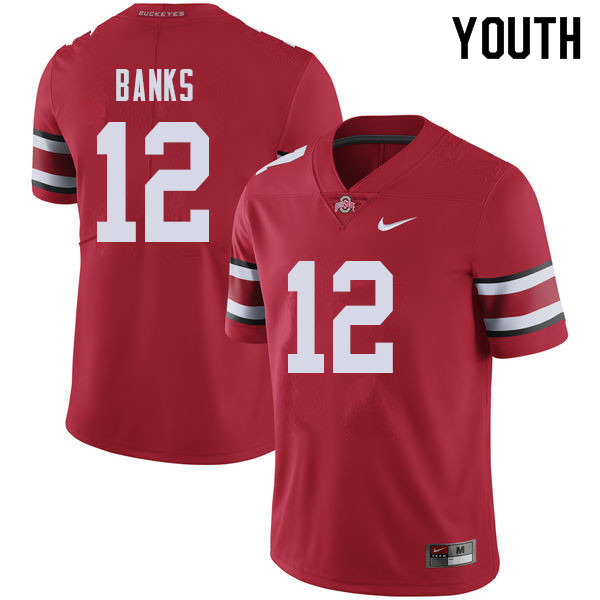 Ohio State Buckeyes Sevyn Banks Youth #12 Red Authentic Stitched College Football Jersey